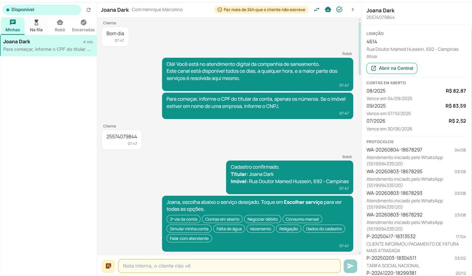 Atendimento via WhatsApp integrado ao FlexSan